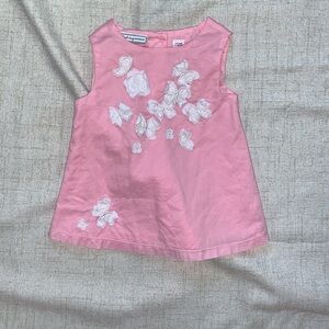 First Impressions Pink and White Floral Button up back Top (6-9 Months)